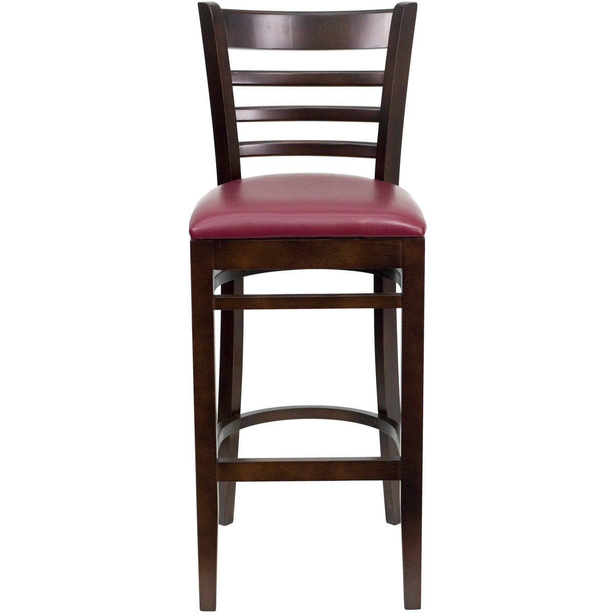 Flash Furniture XU-DGW0005BARLAD-WAL-BURV-GG Ladder Back Walnut Wood Restaurant Barstool - Burgundy Vinyl Seat (Burgundy Vinyl Seat/Walnut Wood Frame) - View 5