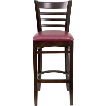 Flash Furniture XU-DGW0005BARLAD-WAL-BURV-GG Ladder Back Walnut Wood Restaurant Barstool - Burgundy Vinyl Seat (Burgundy Vinyl Seat/Walnut Wood Frame) - View 5