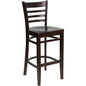 Flash Furniture XU-DGW0005BARLAD-WAL-GG Ladder Back Walnut Wood Restaurant Barstool (Walnut Wood Seat/Walnut Wood Frame) - Main view