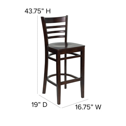 Flash Furniture XU-DGW0005BARLAD-WAL-GG Ladder Back Walnut Wood Restaurant Barstool (Walnut Wood Seat/Walnut Wood Frame) - View 4
