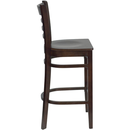 Flash Furniture XU-DGW0005BARLAD-WAL-GG Ladder Back Walnut Wood Restaurant Barstool (Walnut Wood Seat/Walnut Wood Frame) - View 7