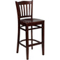 Flash Furniture XU-DGW0008BARVRT-MAH-GG Vertical Slat Back Mahogany Wood Restaurant Barstool with Footrest (Mahogany Wood Seat/Mahogany Wood Frame) - Main view
