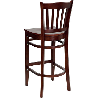 Flash Furniture XU-DGW0008BARVRT-MAH-GG Vertical Slat Back Mahogany Wood Restaurant Barstool with Footrest (Mahogany Wood Seat/Mahogany Wood Frame) - View 3