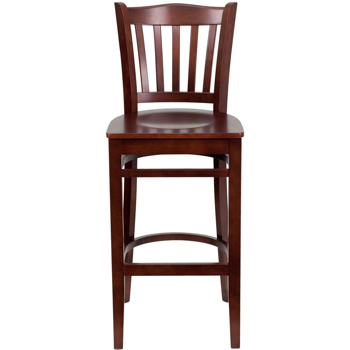 Flash Furniture XU-DGW0008BARVRT-MAH-GG Vertical Slat Back Mahogany Wood Restaurant Barstool with Footrest (Mahogany Wood Seat/Mahogany Wood Frame) - View 5