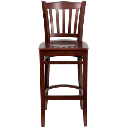 Flash Furniture XU-DGW0008BARVRT-MAH-GG Vertical Slat Back Mahogany Wood Restaurant Barstool with Footrest (Mahogany Wood Seat/Mahogany Wood Frame) - View 5