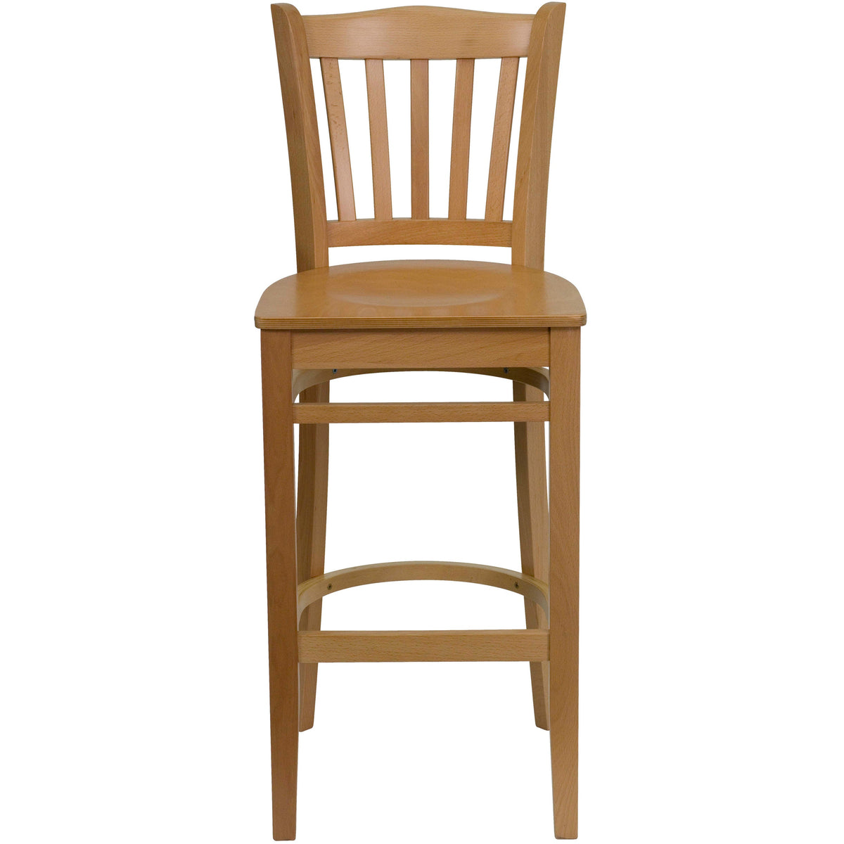 Flash Furniture XU-DGW0008BARVRT-NAT-GG Vertical Slat Back Natural Wood Restaurant Barstool with Footrest (Natural Wood Seat/Natural Wood Frame) - View 5