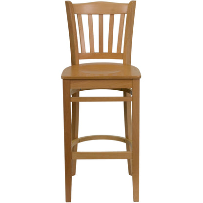 Flash Furniture XU-DGW0008BARVRT-NAT-GG Vertical Slat Back Natural Wood Restaurant Barstool with Footrest (Natural Wood Seat/Natural Wood Frame) - View 5