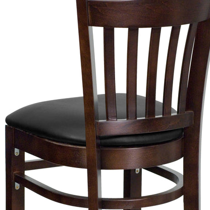 Flash Furniture XU-DGW0008BARVRT-WAL-BLKV-GG Vertical Slat Back Walnut Wood Restaurant Barstool - Black Vinyl Seat (Black Vinyl Seat/Walnut Wood Frame) - View 9