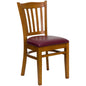 Flash Furniture XU-DGW0008VRT-CHY-BURV-GG Vertical Slat Back Cherry Wood Restaurant Chair - Burgundy Vinyl Seat (Burgundy Vinyl Seat/Cherry Wood Frame) - Main view