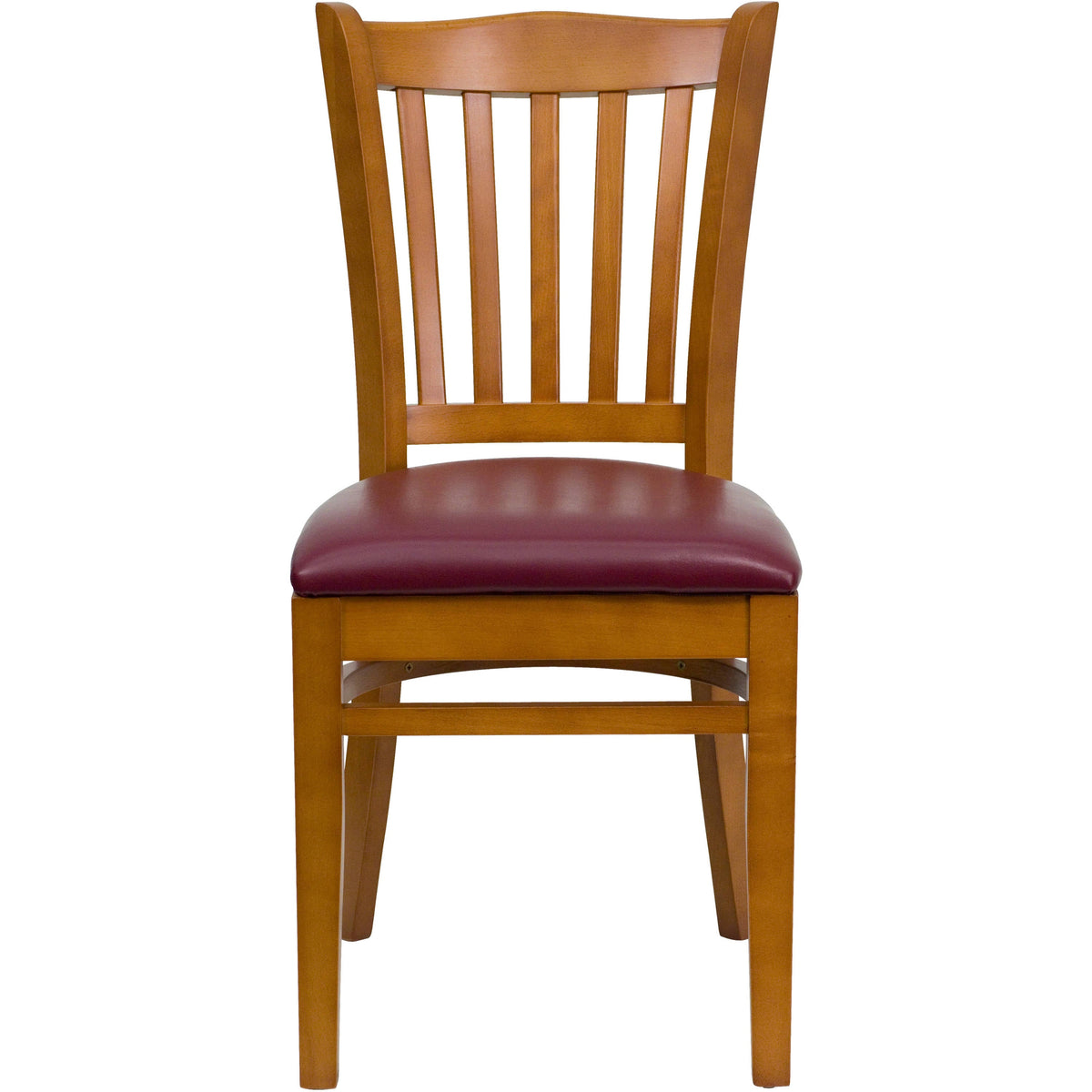 Flash Furniture XU-DGW0008VRT-CHY-BURV-GG Vertical Slat Back Cherry Wood Restaurant Chair - Burgundy Vinyl Seat (Burgundy Vinyl Seat/Cherry Wood Frame) - View 5