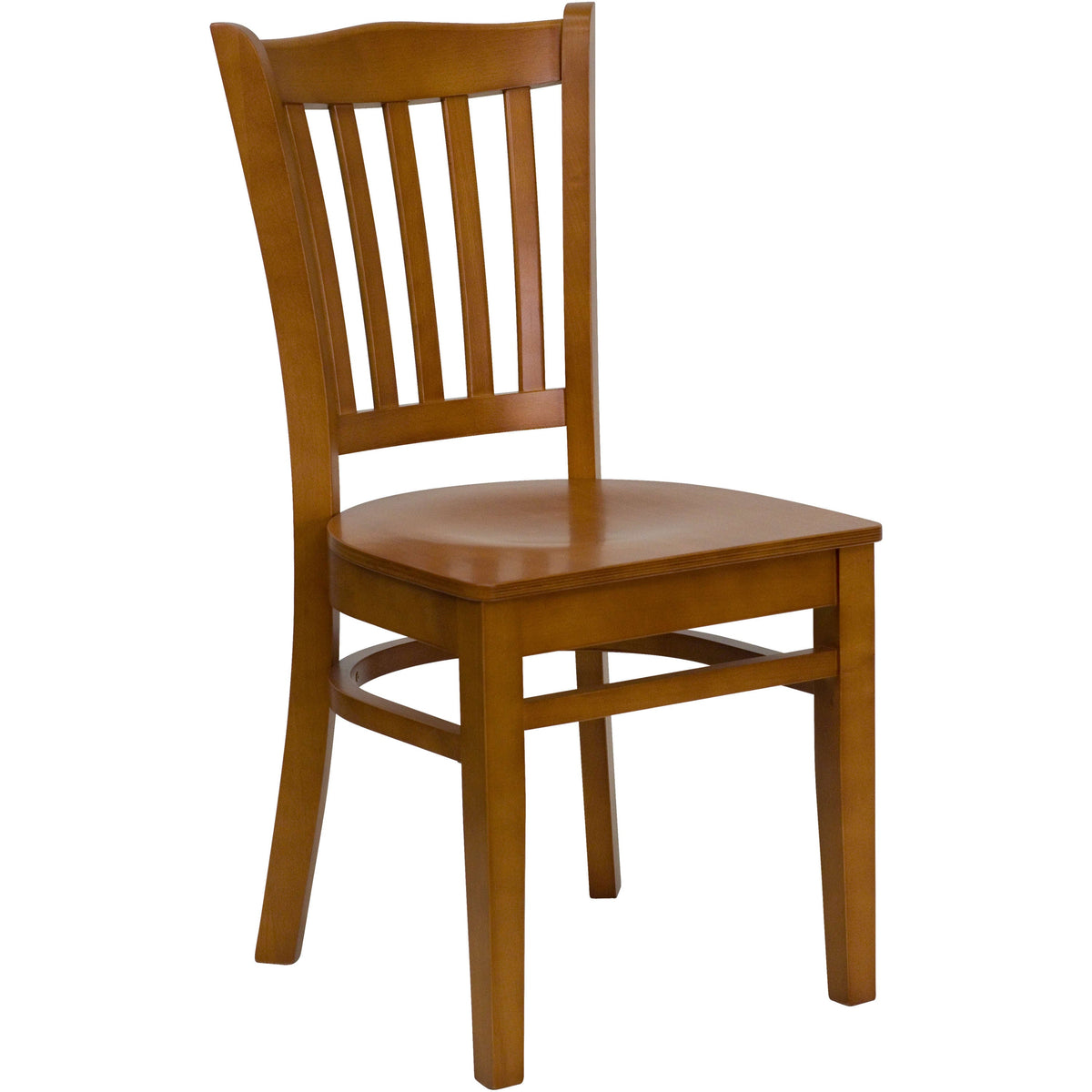 Flash Furniture XU-DGW0008VRT-CHY-GG Vertical Slat Back Cherry Wood Restaurant Chair - Hospitality Seating - Front angle