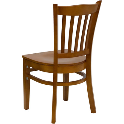 Flash Furniture XU-DGW0008VRT-CHY-GG Vertical Slat Back Cherry Wood Restaurant Chair - Hospitality Seating - Low angle
