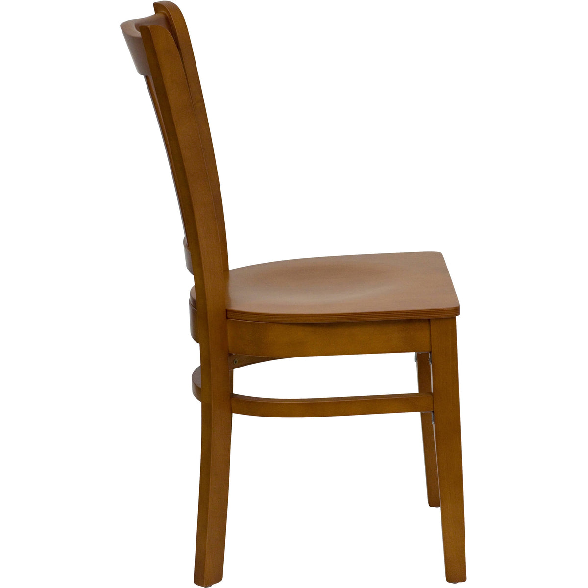 Flash Furniture XU-DGW0008VRT-CHY-GG Vertical Slat Back Cherry Wood Restaurant Chair - Hospitality Seating - Side