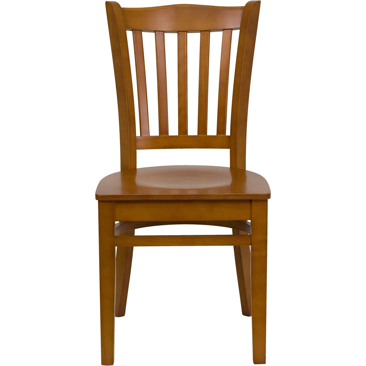 Flash Furniture XU-DGW0008VRT-CHY-GG Vertical Slat Back Cherry Wood Restaurant Chair - Hospitality Seating - Front