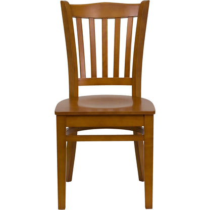 Flash Furniture XU-DGW0008VRT-CHY-GG Vertical Slat Back Cherry Wood Restaurant Chair - Hospitality Seating - Front