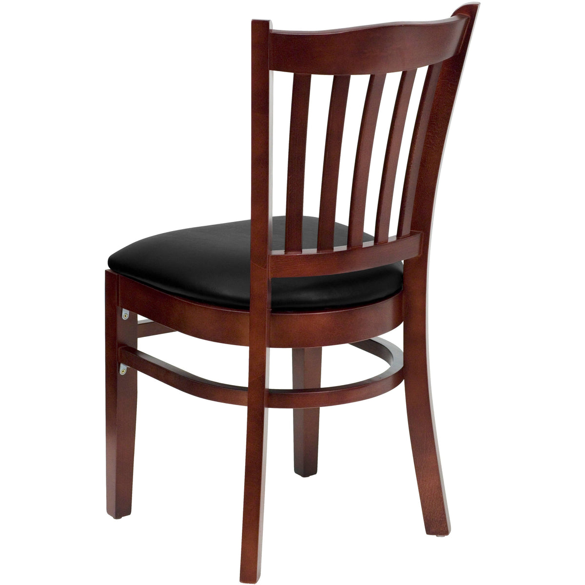 Flash Furniture XU-DGW0008VRT-MAH-BLKV-GG Vertical Slat Back Mahogany Wood Restaurant Chair - Black Vinyl Seat (Black Vinyl Seat/Mahogany Wood Frame) - View 5