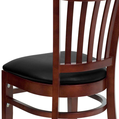 Flash Furniture XU-DGW0008VRT-MAH-BLKV-GG Vertical Slat Back Mahogany Wood Restaurant Chair - Black Vinyl Seat (Black Vinyl Seat/Mahogany Wood Frame) - View 6