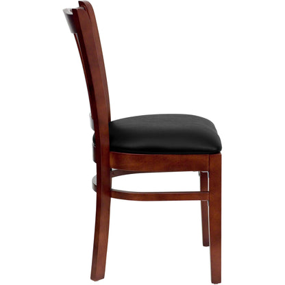 Flash Furniture XU-DGW0008VRT-MAH-BLKV-GG Vertical Slat Back Mahogany Wood Restaurant Chair - Black Vinyl Seat (Black Vinyl Seat/Mahogany Wood Frame) - View 7