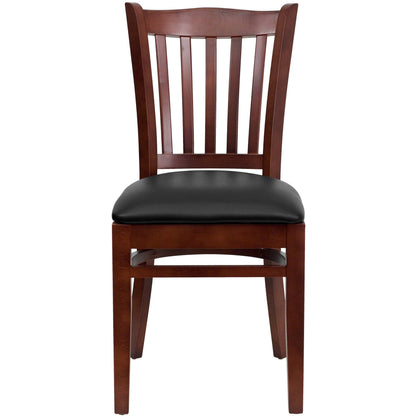 Flash Furniture XU-DGW0008VRT-MAH-BLKV-GG Vertical Slat Back Mahogany Wood Restaurant Chair - Black Vinyl Seat (Black Vinyl Seat/Mahogany Wood Frame) - View 8