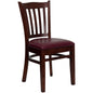 Flash Furniture XU-DGW0008VRT-MAH-BURV-GG Vertical Slat Back Mahogany Wood Restaurant Chair - Burgundy Vinyl Seat (Burgundy Vinyl Seat/Mahogany Wood Frame) - Main view
