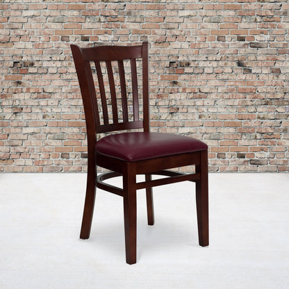 Flash Furniture XU-DGW0008VRT-MAH-BURV-GG Vertical Slat Back Mahogany Wood Restaurant Chair - Burgundy Vinyl Seat (Burgundy Vinyl Seat/Mahogany Wood Frame) - View 2