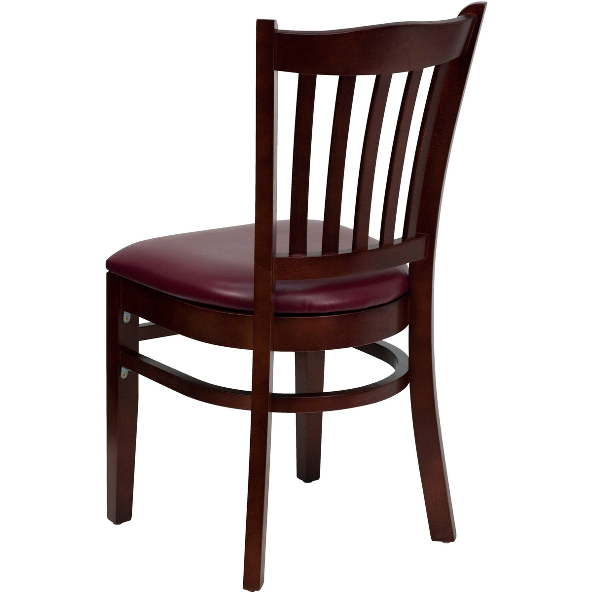 Flash Furniture XU-DGW0008VRT-MAH-BURV-GG Vertical Slat Back Mahogany Wood Restaurant Chair - Burgundy Vinyl Seat (Burgundy Vinyl Seat/Mahogany Wood Frame) - View 3