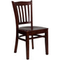 Flash Furniture XU-DGW0008VRT-MAH-GG Vertical Slat Back Mahogany Wood Restaurant Chair - Hospitality Seating (Mahogany Wood Seat/Mahogany Wood Frame) - Main view