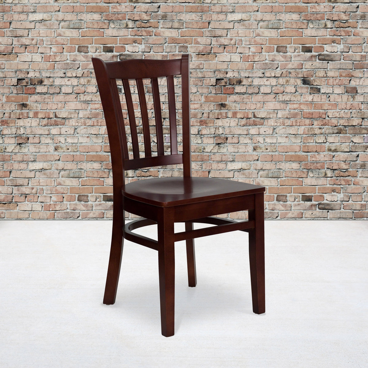 Flash Furniture XU-DGW0008VRT-MAH-GG Vertical Slat Back Mahogany Wood Restaurant Chair - Hospitality Seating (Mahogany Wood Seat/Mahogany Wood Frame) - View 2