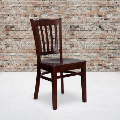 Flash Furniture XU-DGW0008VRT-MAH-GG Vertical Slat Back Mahogany Wood Restaurant Chair - Hospitality Seating (Mahogany Wood Seat/Mahogany Wood Frame) - View 2