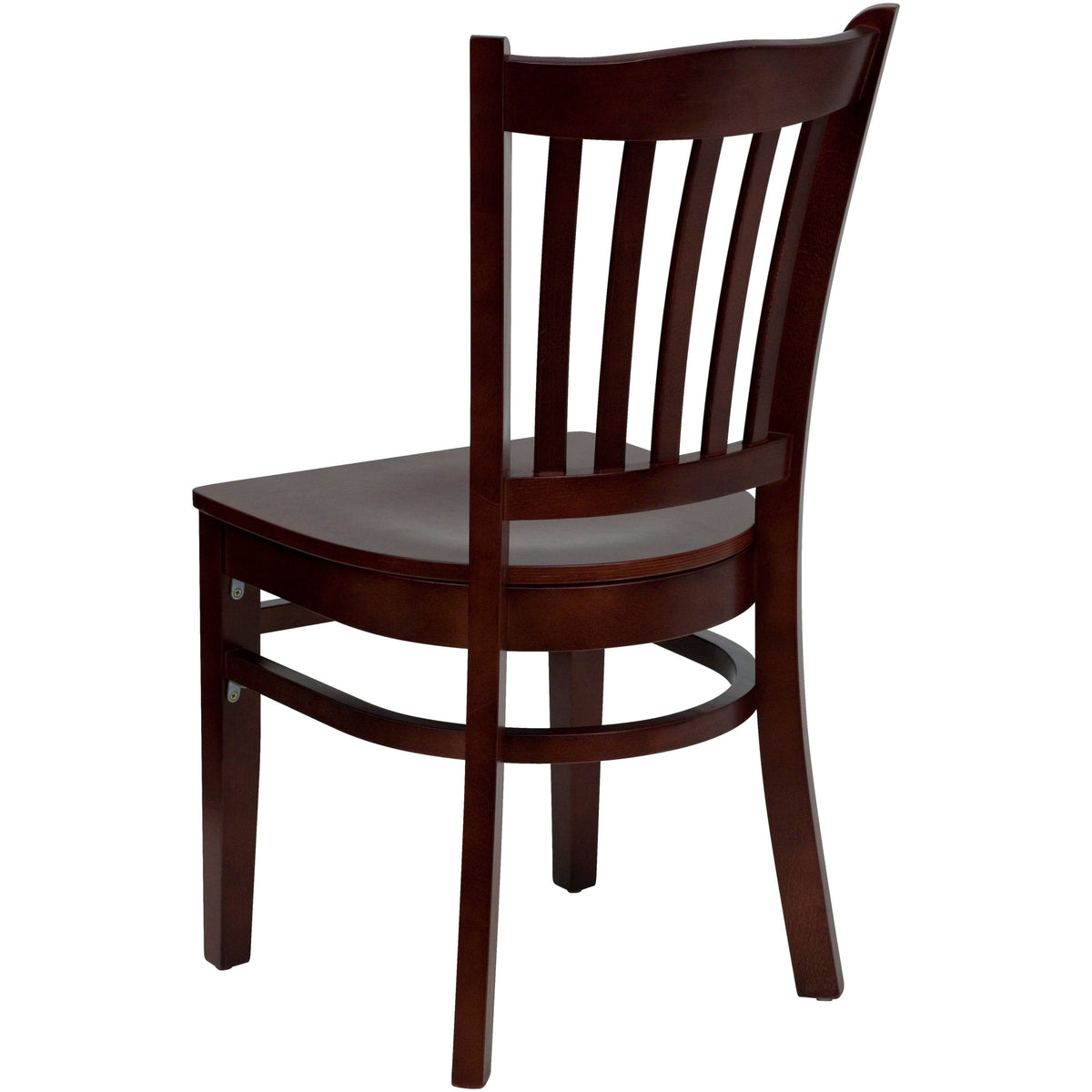 Flash Furniture XU-DGW0008VRT-MAH-GG Vertical Slat Back Mahogany Wood Restaurant Chair - Hospitality Seating (Mahogany Wood Seat/Mahogany Wood Frame) - View 3