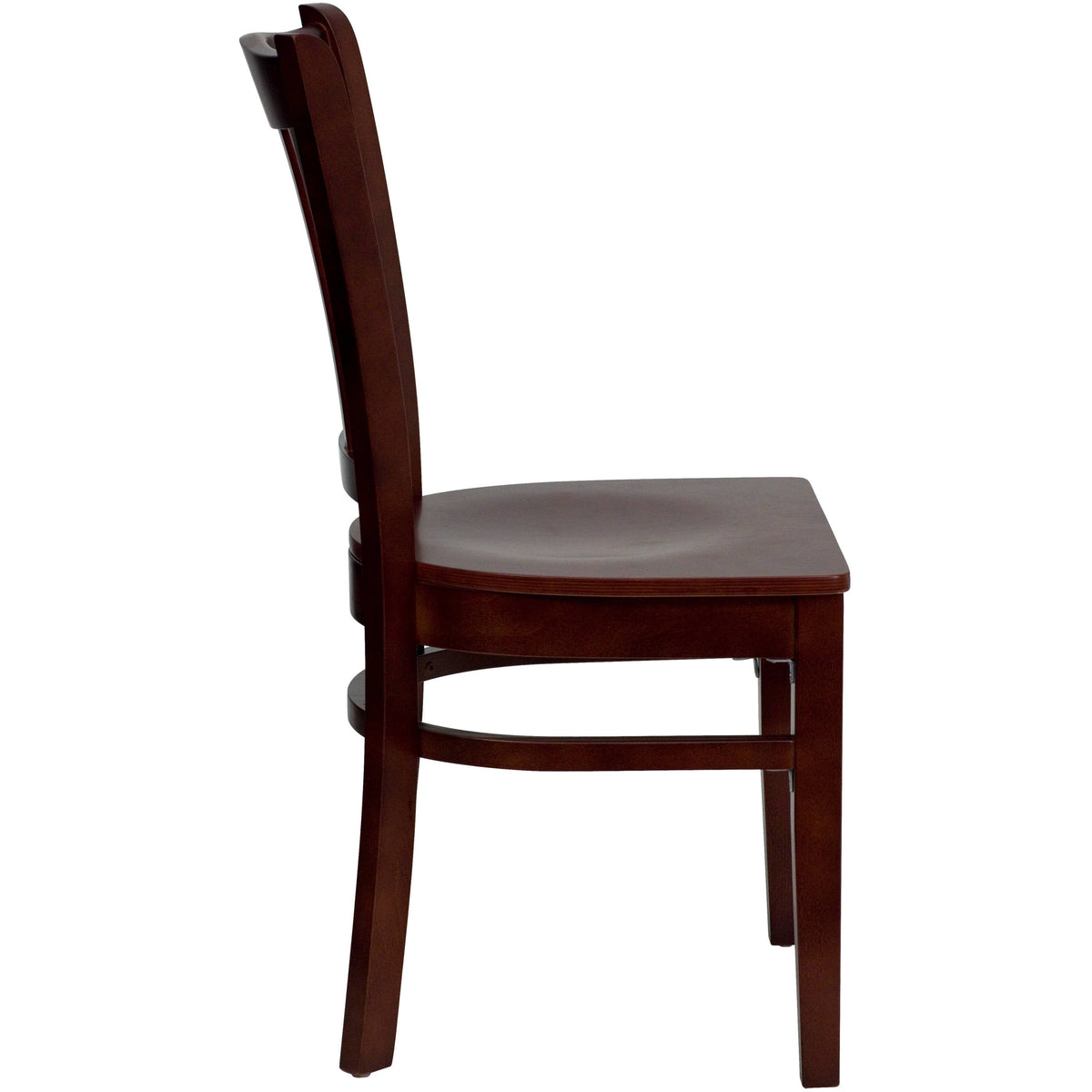 Flash Furniture XU-DGW0008VRT-MAH-GG Vertical Slat Back Mahogany Wood Restaurant Chair - Hospitality Seating (Mahogany Wood Seat/Mahogany Wood Frame) - View 4