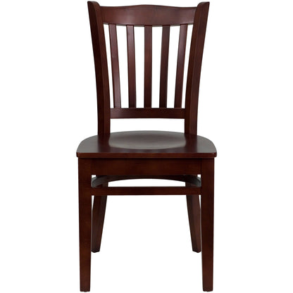 Flash Furniture XU-DGW0008VRT-MAH-GG Vertical Slat Back Mahogany Wood Restaurant Chair - Hospitality Seating (Mahogany Wood Seat/Mahogany Wood Frame) - View 5