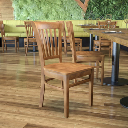 Flash Furniture XU-DGW0008VRT-NAT-GG Vertical Slat Back Natural Wood Restaurant Chair - Hospitality Seating (Natural Wood Seat/Natural Wood Frame) - View 2
