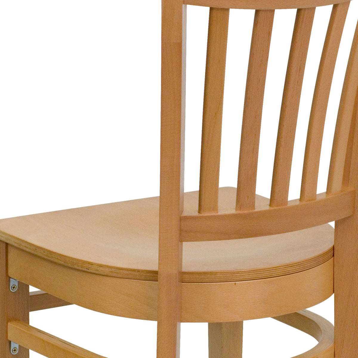 Flash Furniture XU-DGW0008VRT-NAT-GG Vertical Slat Back Natural Wood Restaurant Chair - Hospitality Seating (Natural Wood Seat/Natural Wood Frame) - View 9