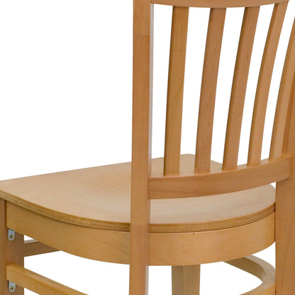 Flash Furniture XU-DGW0008VRT-NAT-GG Vertical Slat Back Natural Wood Restaurant Chair - Hospitality Seating (Natural Wood Seat/Natural Wood Frame) - View 9