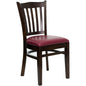 Flash Furniture XU-DGW0008VRT-WAL-BURV-GG Vertical Slat Back Walnut Wood Restaurant Chair - Burgundy Vinyl Seat (Burgundy Vinyl Seat/Walnut Wood Frame) - Main view