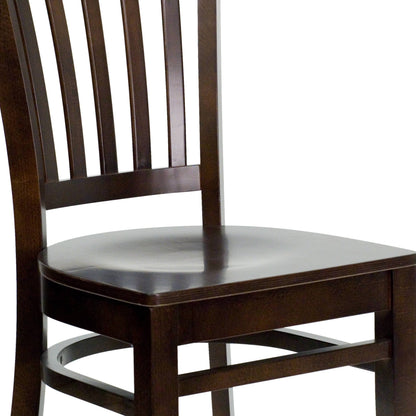 Flash Furniture XU-DGW0008VRT-WAL-GG Vertical Slat Back Walnut Wood Restaurant Chair - Hospitality Seating (Walnut Wood Seat/Walnut Wood Frame) - View 6