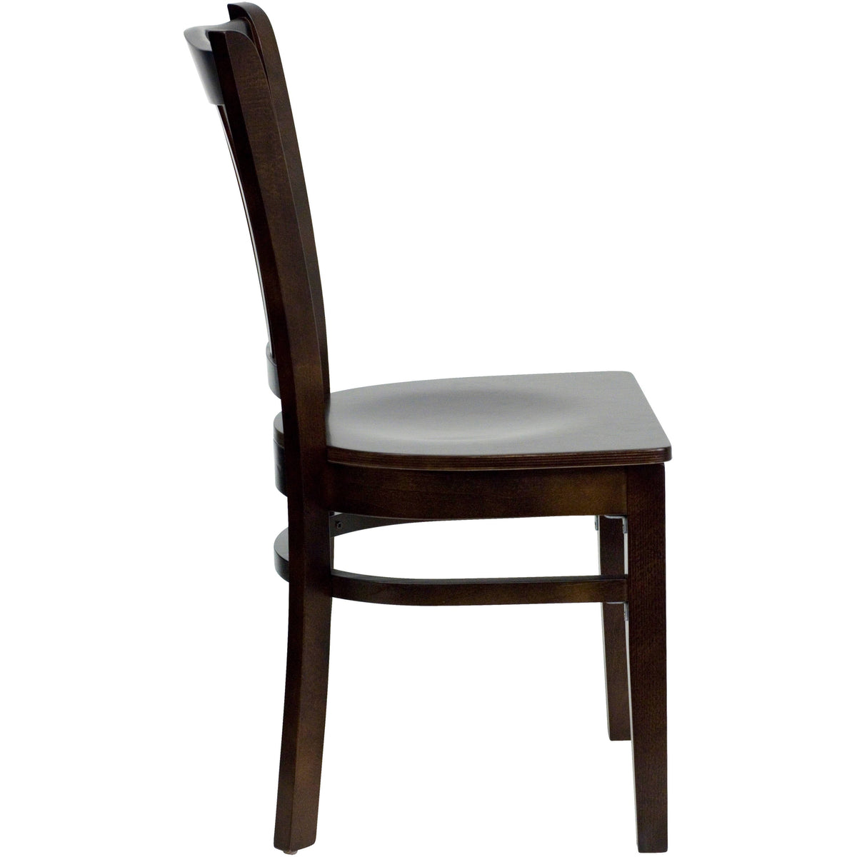 Flash Furniture XU-DGW0008VRT-WAL-GG Vertical Slat Back Walnut Wood Restaurant Chair - Hospitality Seating (Walnut Wood Seat/Walnut Wood Frame) - View 7