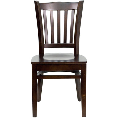 Flash Furniture XU-DGW0008VRT-WAL-GG Vertical Slat Back Walnut Wood Restaurant Chair - Hospitality Seating (Walnut Wood Seat/Walnut Wood Frame) - View 8
