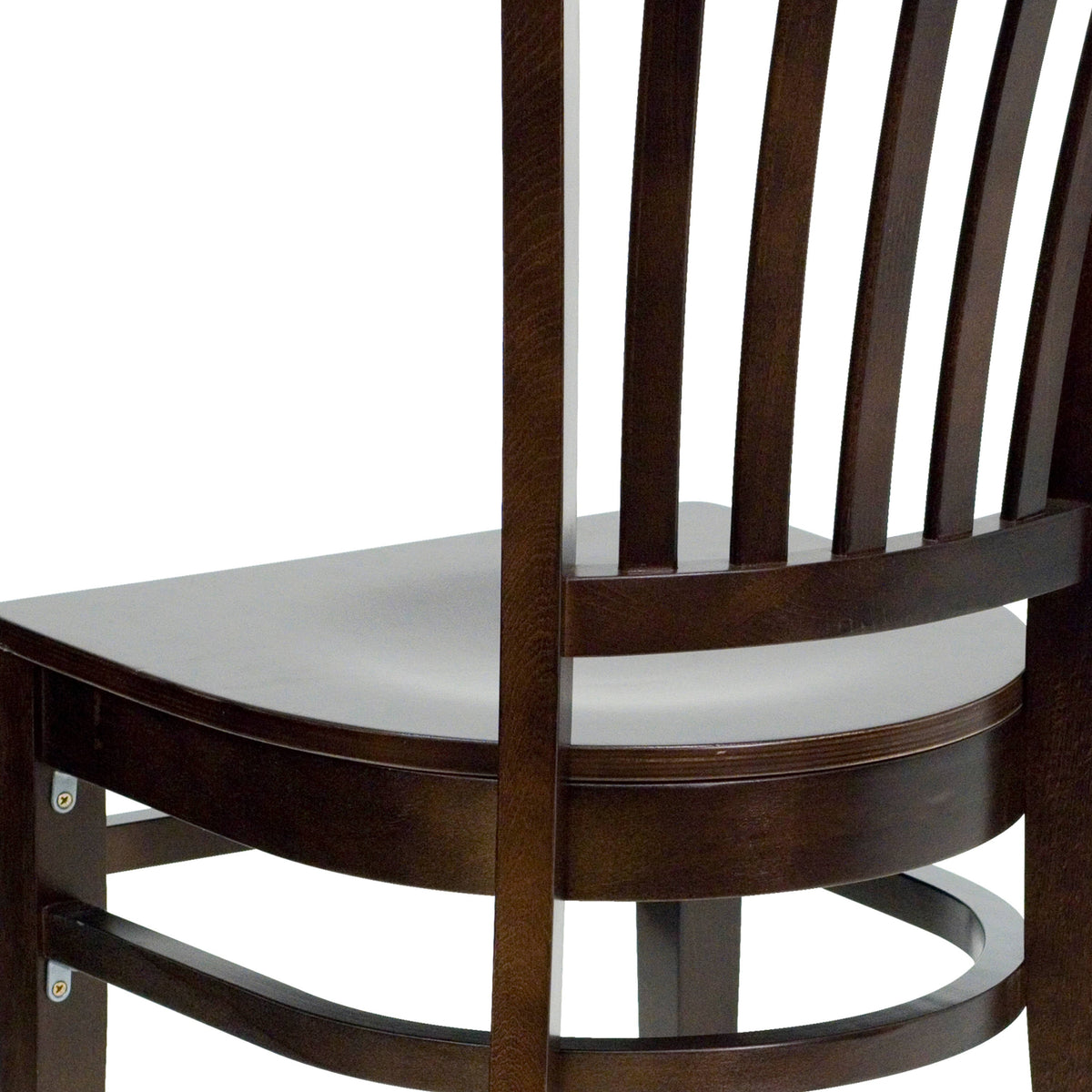 Flash Furniture XU-DGW0008VRT-WAL-GG Vertical Slat Back Walnut Wood Restaurant Chair - Hospitality Seating (Walnut Wood Seat/Walnut Wood Frame) - View 9