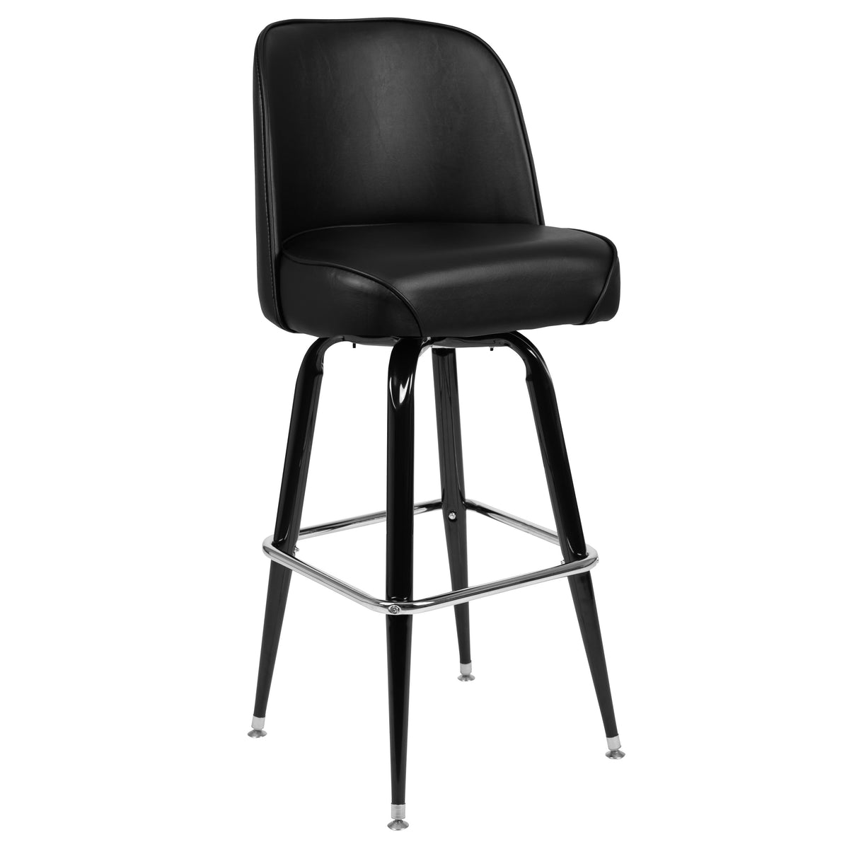Flash Furniture XU-F-125-GG Metal Barstool with Swivel Black Vinyl Upholstered Bucket Seat and Footrest - Main view