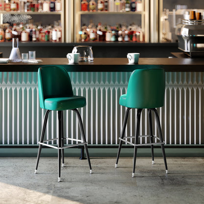 Flash Furniture XU-F-125-GRN-GG Metal Bar Stool with Swivel Vinyl Bucket Seat and Footrest in Green - View 5