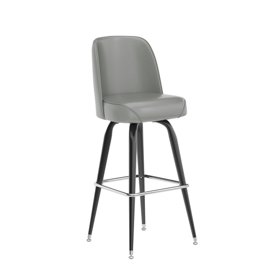 Flash Furniture XU-F-125-GRY-GG Metal Bar Stool with Swivel Vinyl Bucket Seat and Footrest in Gray - Main view