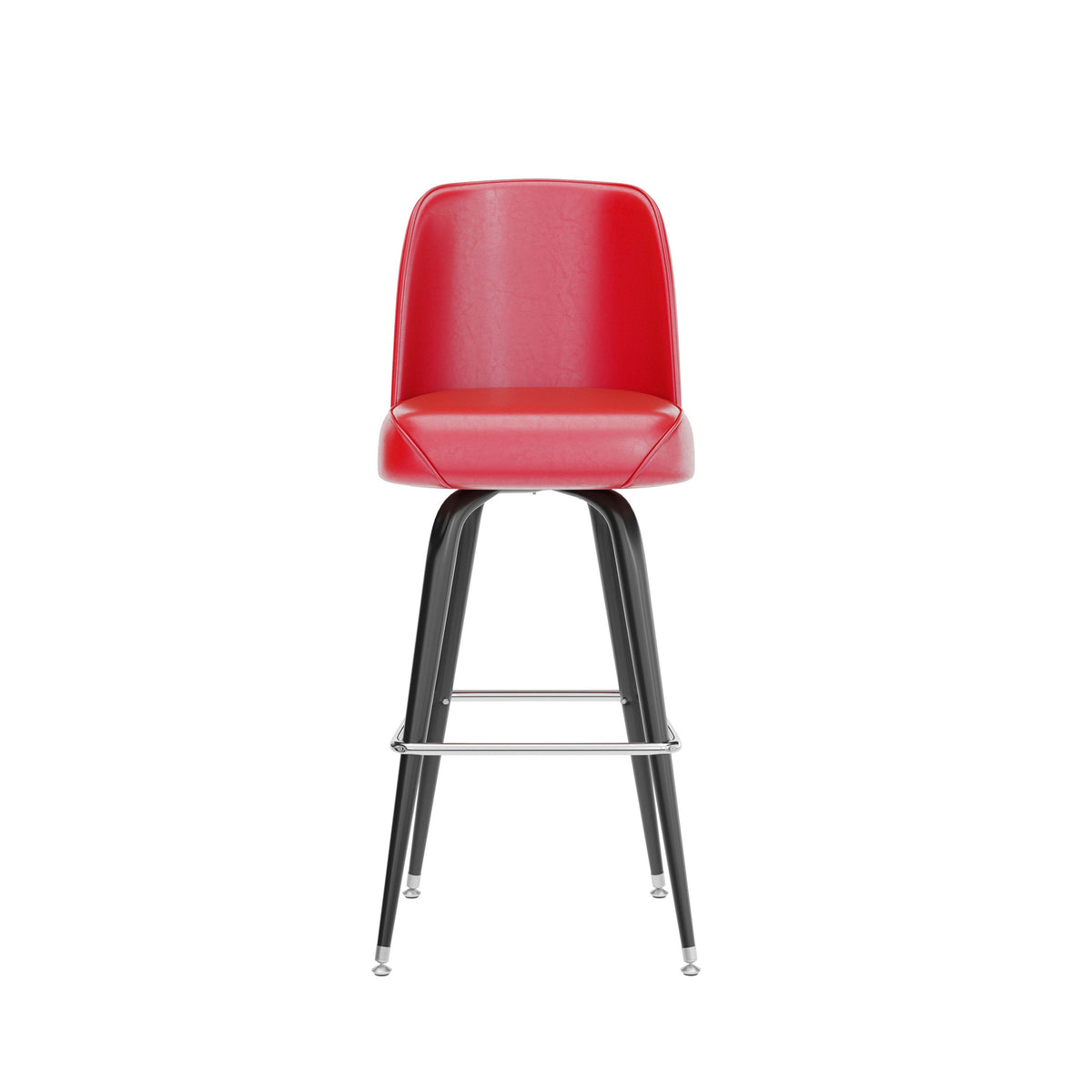 Flash Furniture XU-F-125-RED-GG Metal Bar Stool with Swivel Vinyl Bucket Seat and Footrest in Red - View 9