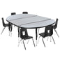 Flash Furniture XU-GRP-12CH-A3048CON-48-GY-T-P-GG 76" Oval Wave Activity Table Set with 12" Student Stack Chairs, Grey/Black (Grey Top/Black Frame) - Main view