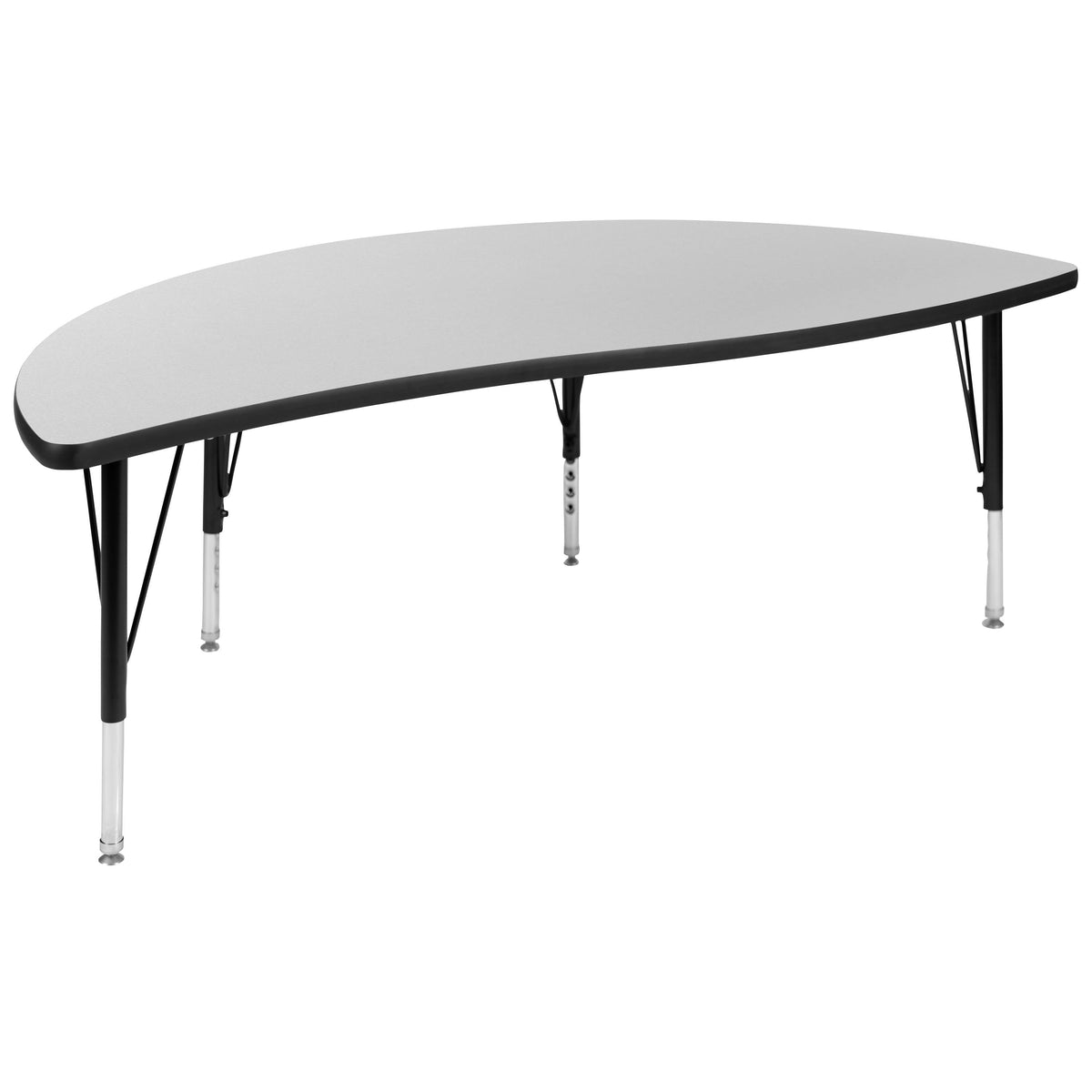 Flash Furniture XU-GRP-12CH-A3060CON-60-GY-T-P-GG 86" Oval Wave Activity Table Set with 12" Student Stack Chairs, Grey/Black (Grey Top/Black Frame) - View 10
