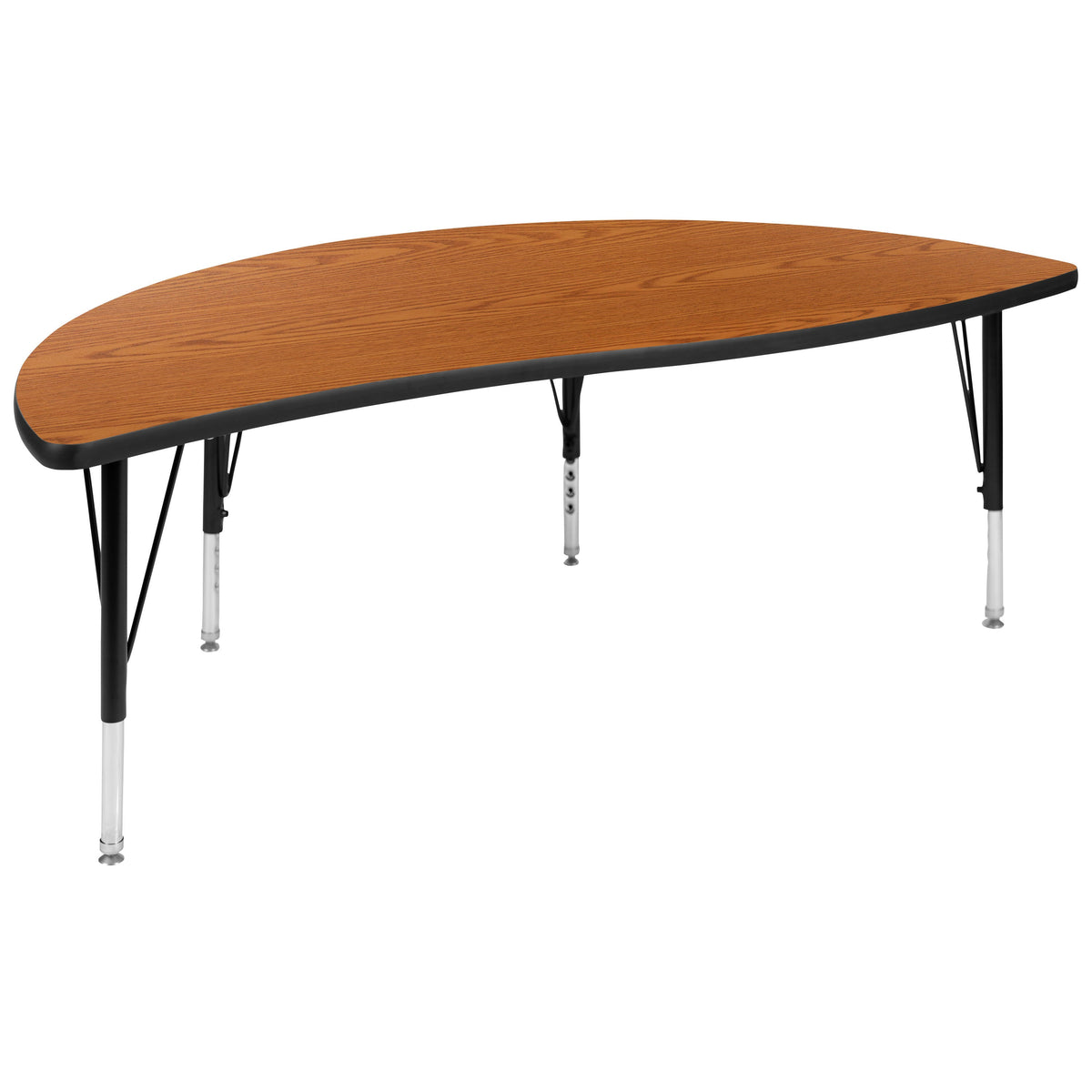 Flash Furniture XU-GRP-12CH-A3060CON-60-OAK-T-P-GG 86" Oval Wave Activity Table Set with 12" Student Stack Chairs, Oak/Black (Oak Top/Black Frame) - View 10