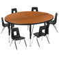 Flash Furniture XU-GRP-12CH-A48-HCIRC-OAK-T-P-GG 47.5" Circle Wave Activity Table Set with 12" Student Stack Chairs, Oak/Black (Oak Top/Black Frame) - Main view