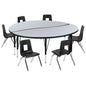 Flash Furniture XU-GRP-12CH-A60-HCIRC-GY-T-P-GG 60" Circle Wave Activity Table Set with 12" Student Stack Chairs, Grey/Black (Grey Top/Black Frame) - Main view