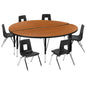 Flash Furniture XU-GRP-12CH-A60-HCIRC-OAK-T-P-GG 60" Circle Wave Activity Table Set with 12" Student Stack Chairs, Oak/Black (Oak Top/Black Frame) - Main view